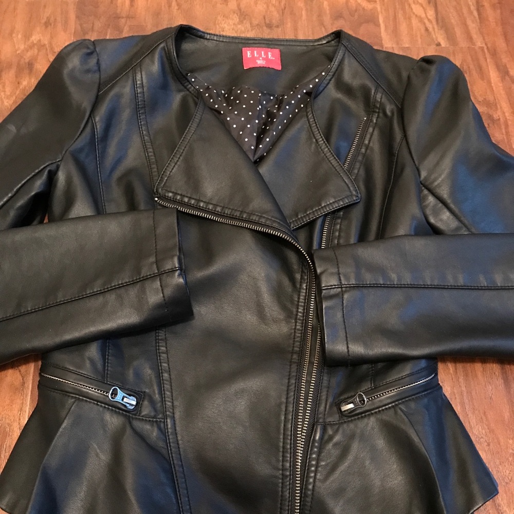 ELLE BLACK FAUX LEATHER JACKET